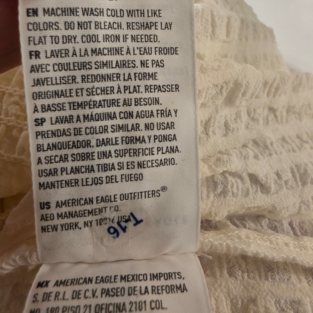 American Eagle Smocked Tie Front‎ Vest Cream Ruffle Trim Boho XL New With Tags - Picture 9 of 13